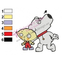 Funny Stewie and Dog Family Guy Embroidery Design